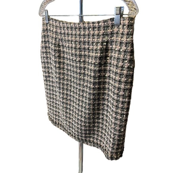 Ilyse Hart LTD Checked Tweed Short Straight Pencil Skirt Sz 12 - Picture 3 of 5